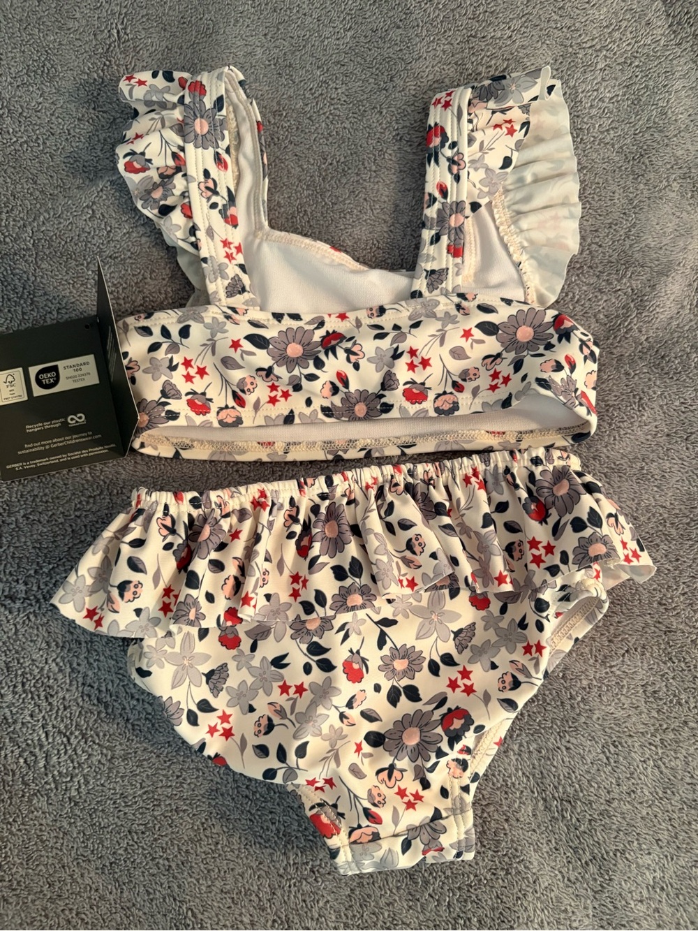 NWT Modern Moments By Gerber Toddler Bikini Swimsuit 2T Ivory Floral UPF-50 - Picture 6 of 6